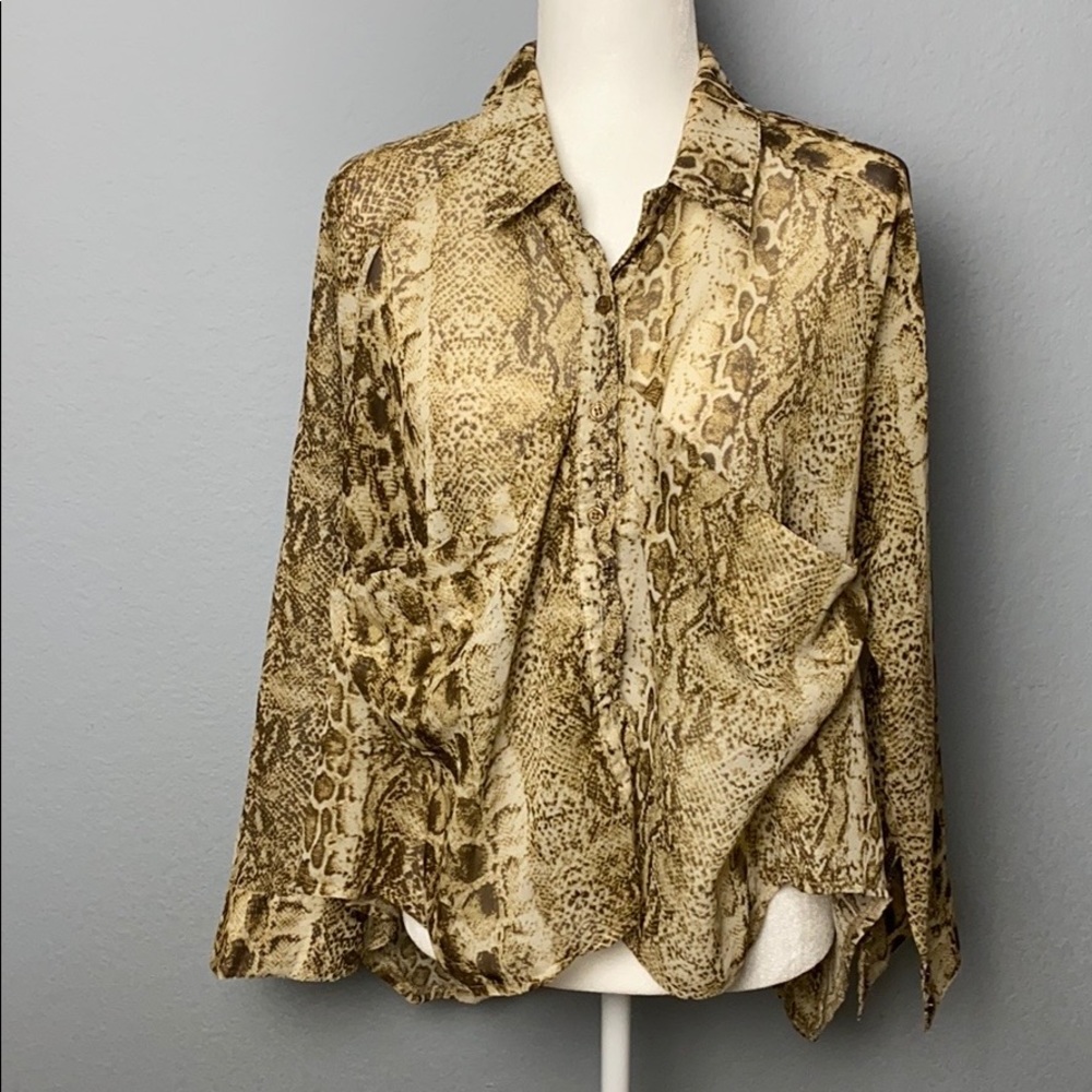 Krazy Kitty Animal Print Button Down Blouse